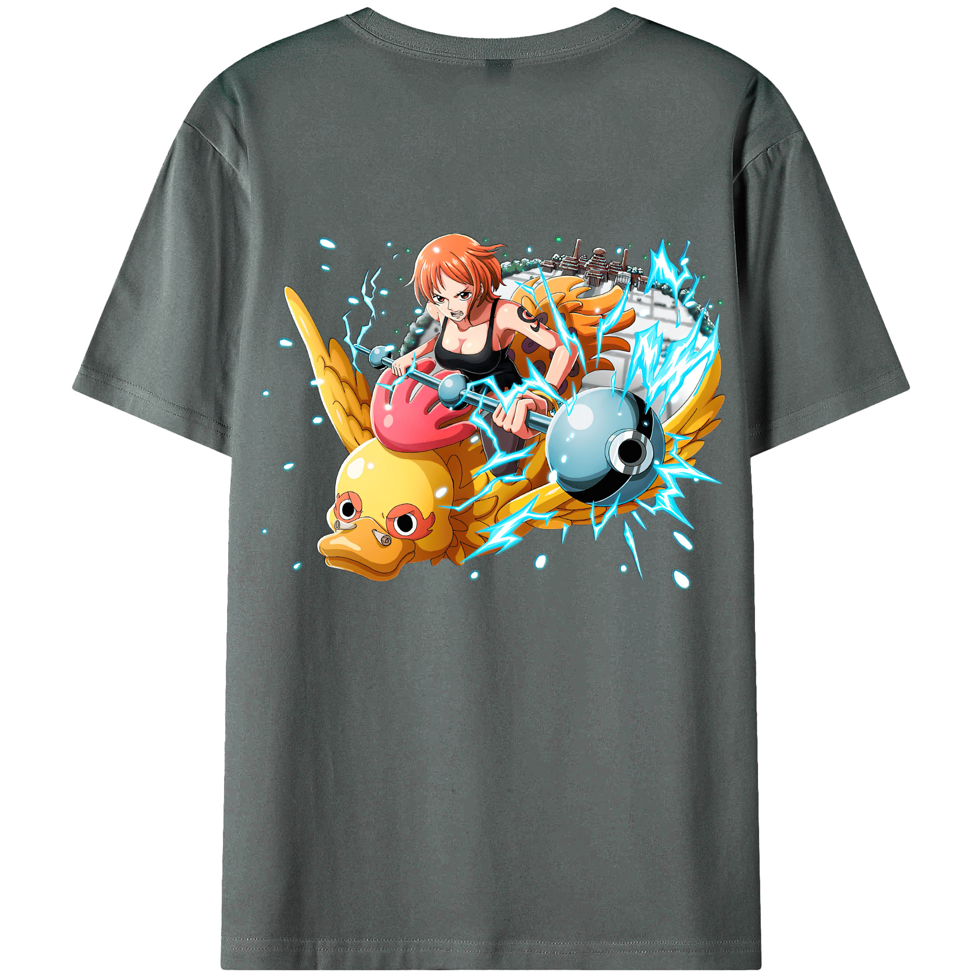 （画像用） ワンピース ナミ ONE PIECE Nami 綿100％ メンズ半袖Tシャツ（バックプリント） 通気性